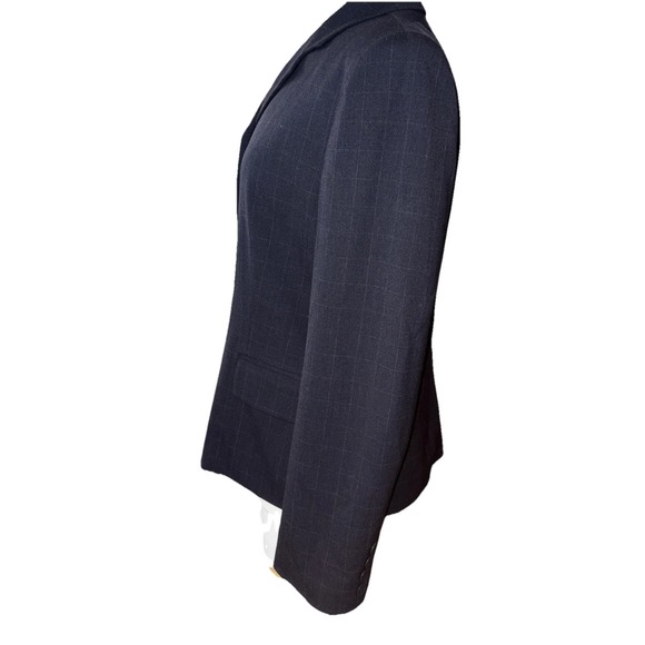 LAUREN RALPH LAUREN Black windowpane plaid Check Pattern Wool Blazer Sz 8 Office - Picture 3 of 7